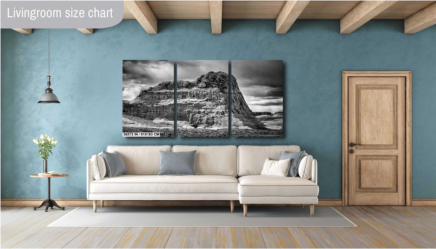 Southwest Art Print - Majestic Rock Formation Near Big Water, Utah: B&W Southwestern Fine Art Photography