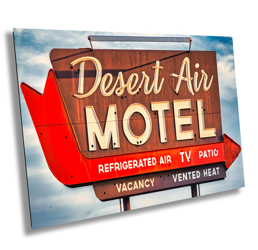 Vintage Neon Motel Sign Photography - Desert Air Motel Sanderson Texas Wall Art Print for Retro Boho Decor, Western Rustic Home Decor