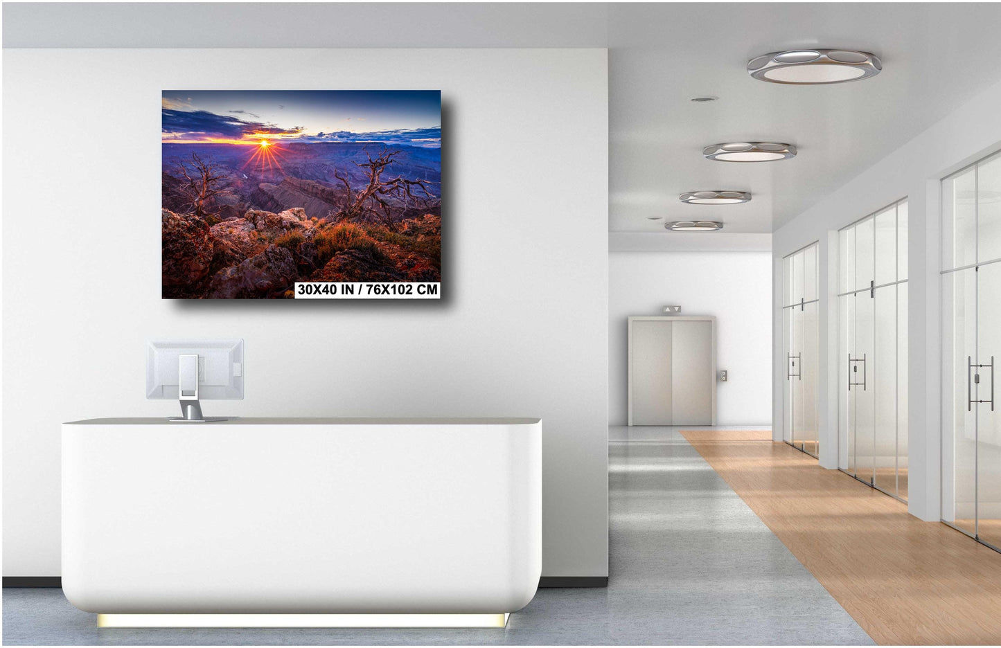 Grand Canyon Wall Art - Fiery Arizona Sunset Photo on South Rim, Premium Paper, Canvas, Acrylic & Metal Options