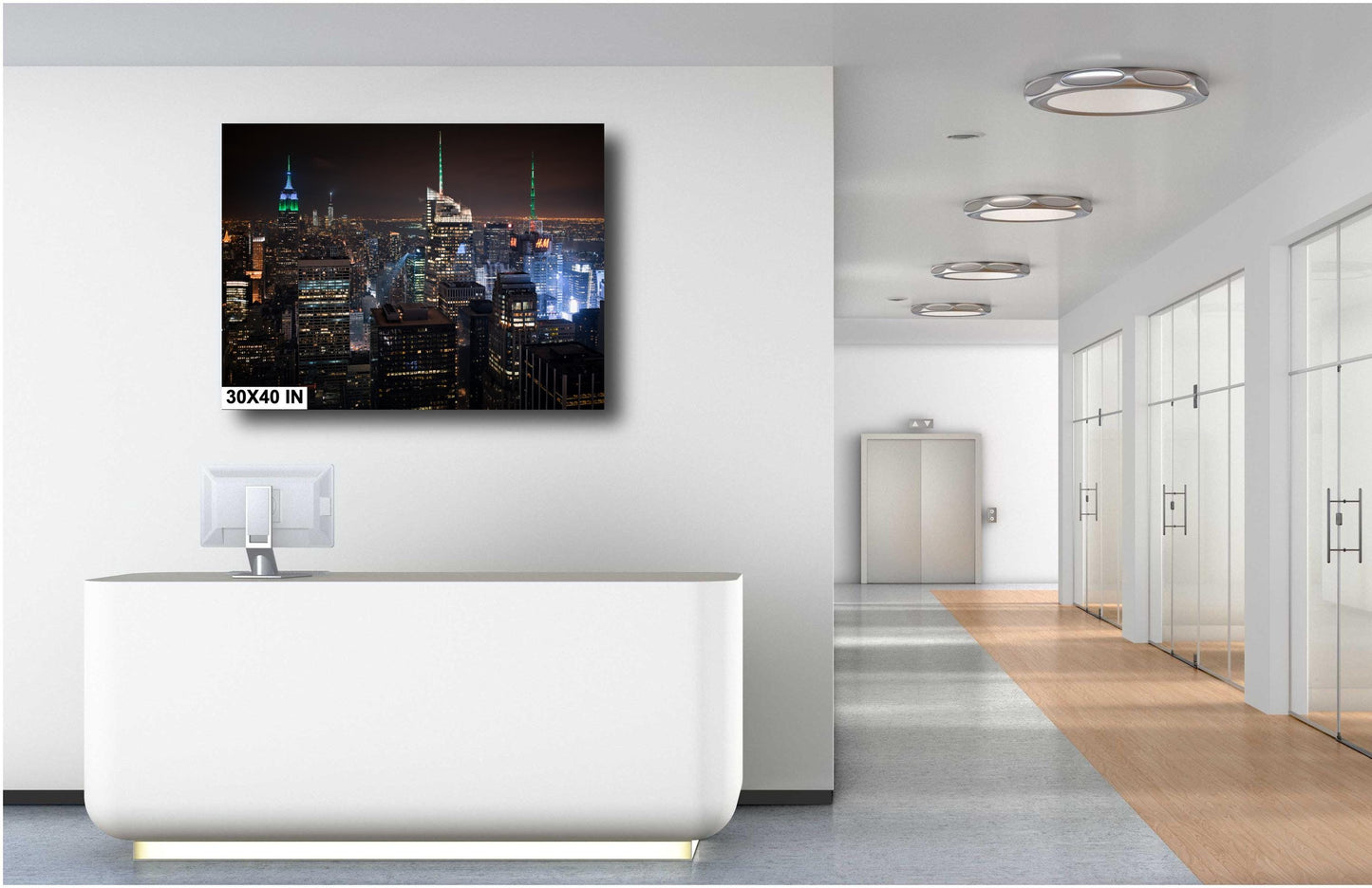 NYC Skyline Wall Art - Rockefeller Center Evening View Photography Print on Paper, Canvas, Acrylic, & Metal