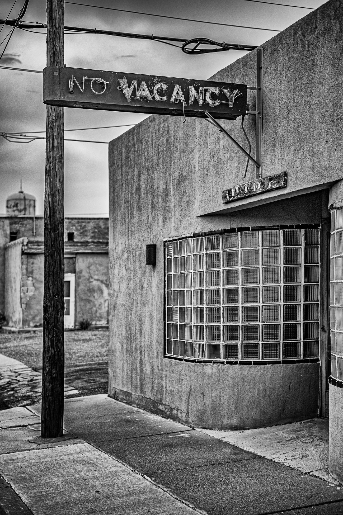 New Mexico No Vacancy Motel Sign | Retro Neon Fine Art Photography | Black & White Roadside Decor