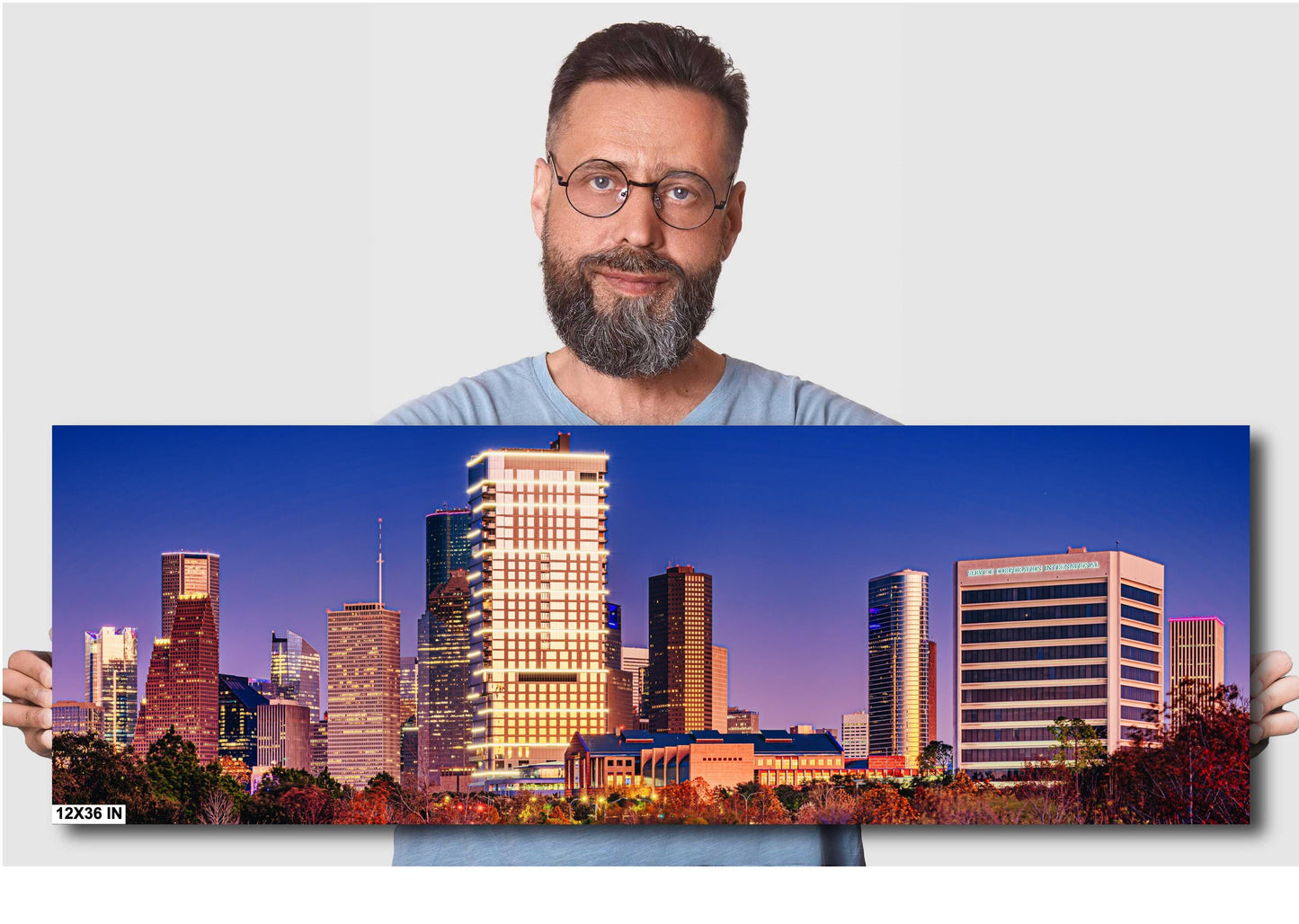 Houston Wall Art - Downtown Skyline on Buffalo Bayou - Wall Art Photography on Premium Photo Paper, Ready-to-Hang Canvas, Acrylic, or Metal