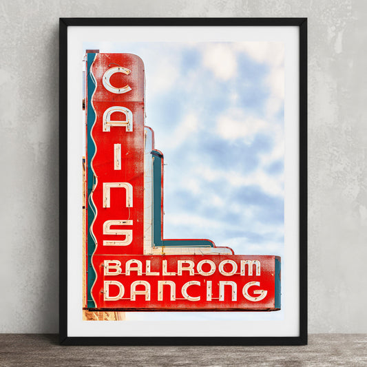 Cains Ballroom Neon Sign - Tulsa Music Venue Retro Concert Art Print