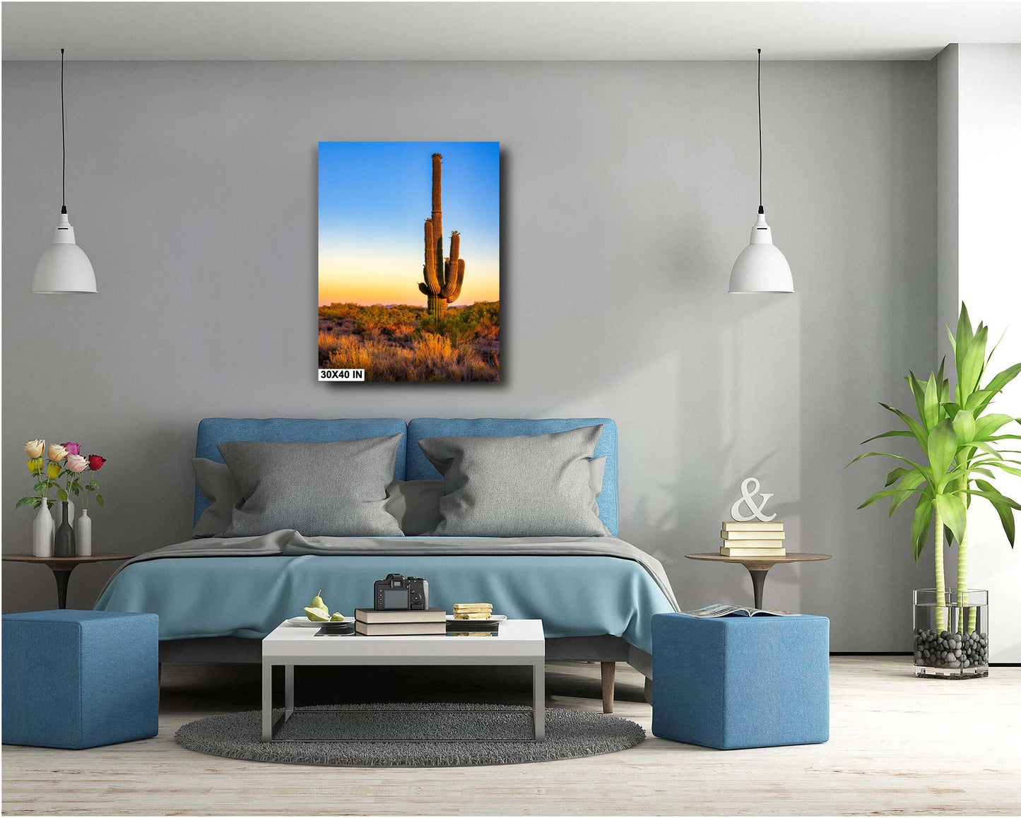 Desert Wall Decor - Arizona Desert Landscape Print: Saguaro Cactus Wall Art, Boho Wilderness Poster for Southwestern Decor